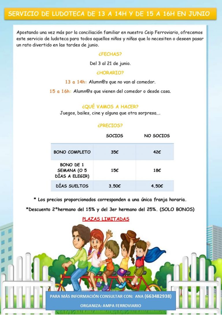 Servicio de ludotecas (3 a 21 de junio)