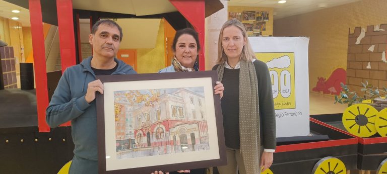Acuarela del antiguo colegio donada por Cristina Galán