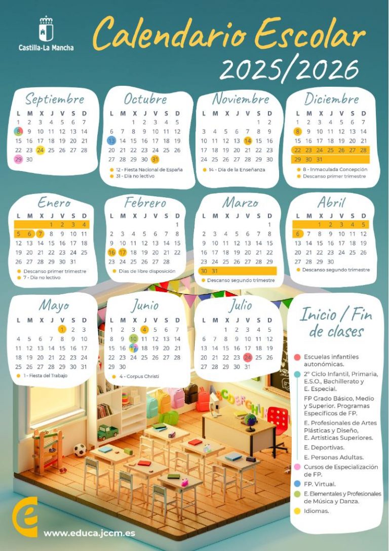 Calendario escolar del curso 2025/26