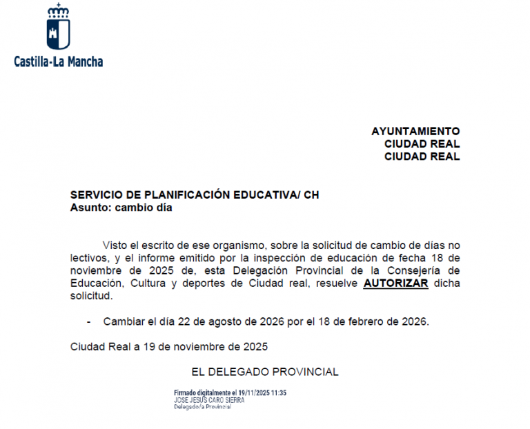 18 de febrero: No lectivo