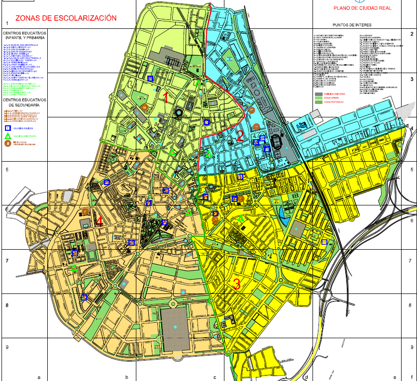 Admisión: Plano zonas de influencia Ciudad Real
