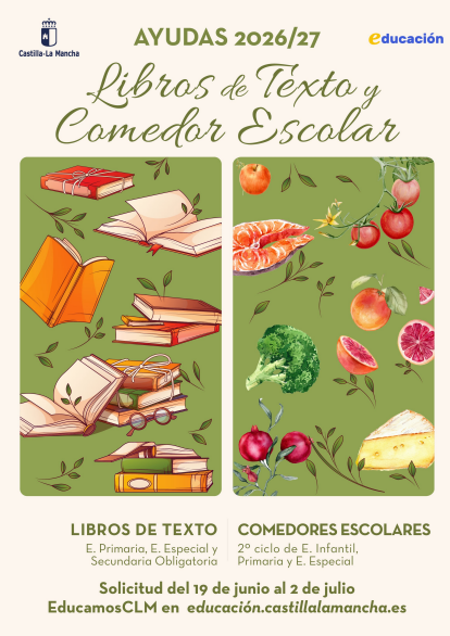 Ayudas libros de texto y comedor escolar curso 2026/27